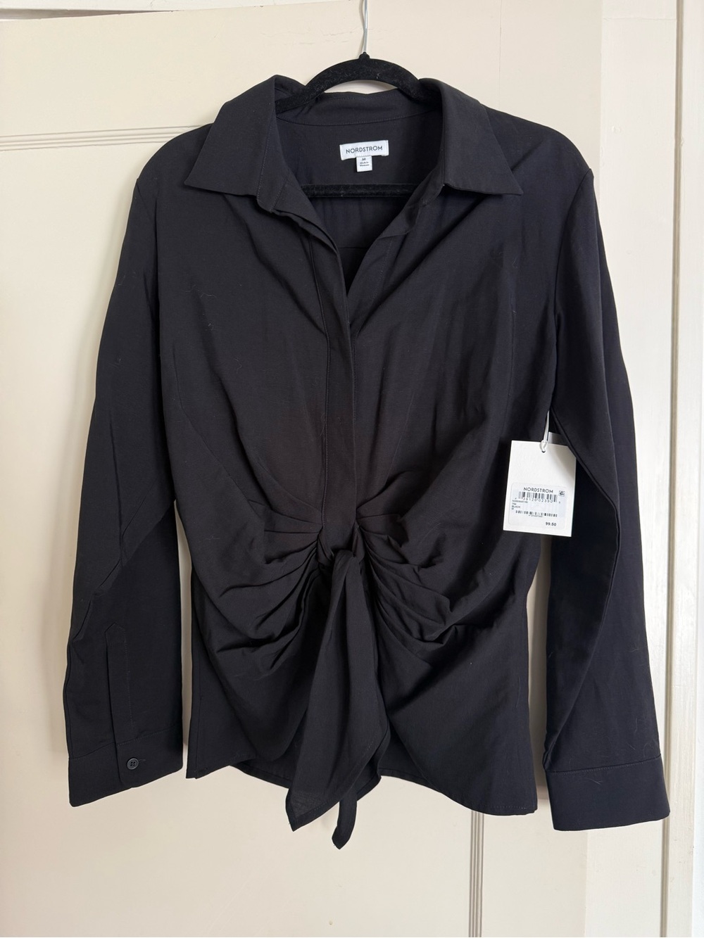 Nordstrom Black Tie-Front Button Down Shirt